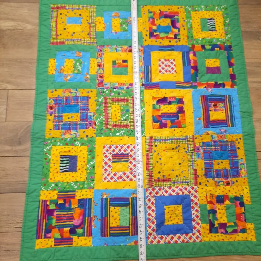 Vintage‎ Patchwork Kids baby Quilt Retro Handmade Nursery Bedding Primary colors